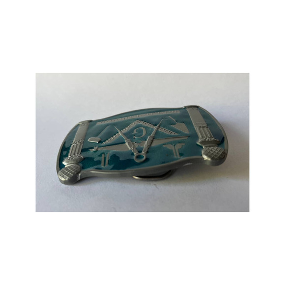 Mason Aqua Blue Epoxy Belt Buckle - Picture 7 of 13